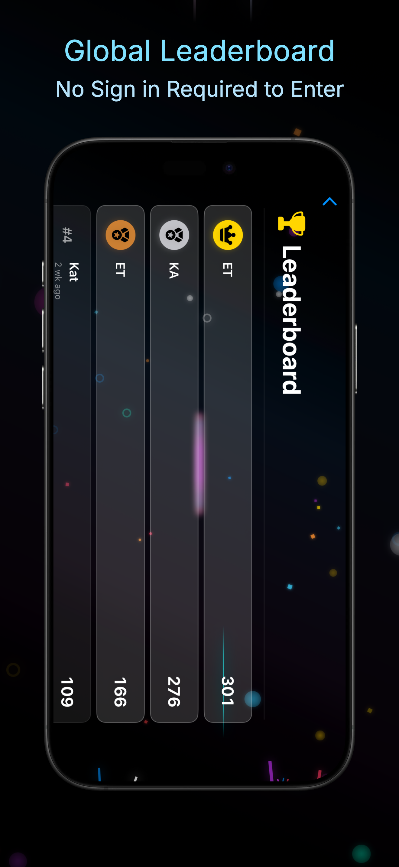 Leaderboard listing global top players